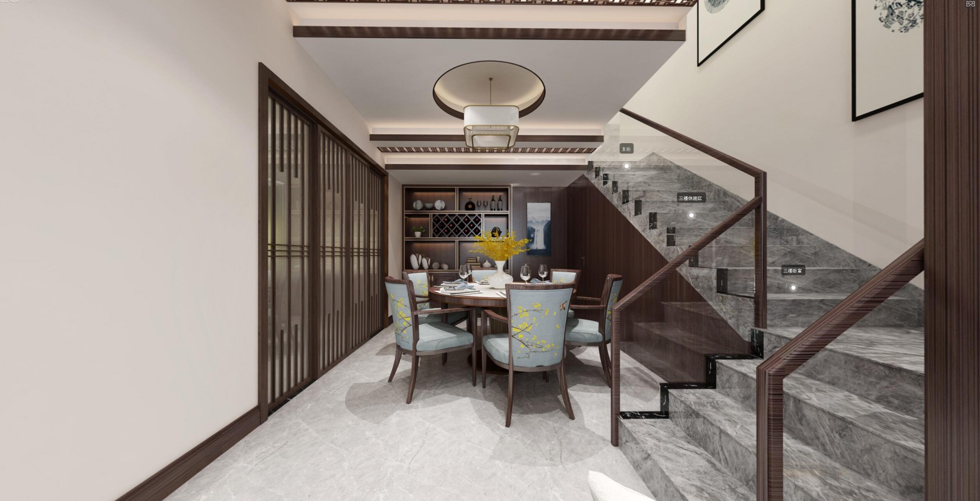 佛山市保利閱江臺(tái)新中式風(fēng)格別墅裝修案例