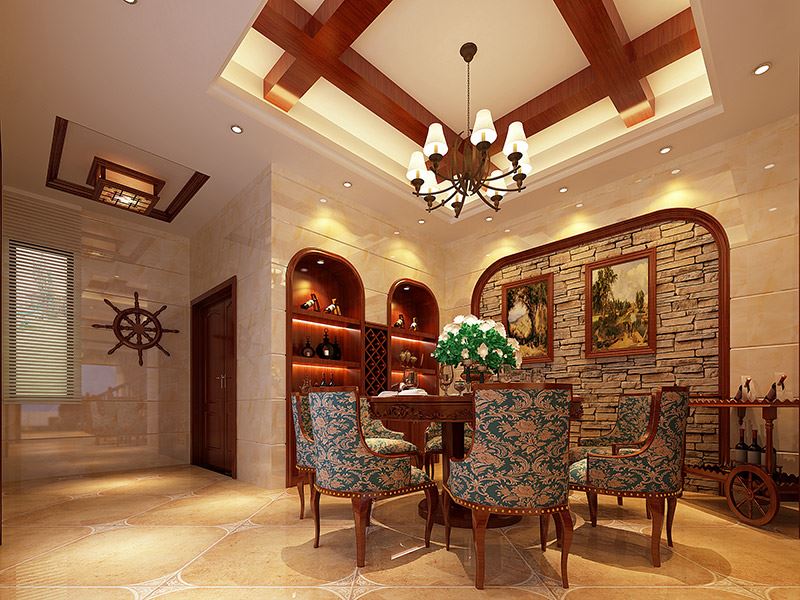 河源市東江國(guó)際美式風(fēng)格四居室裝修案例