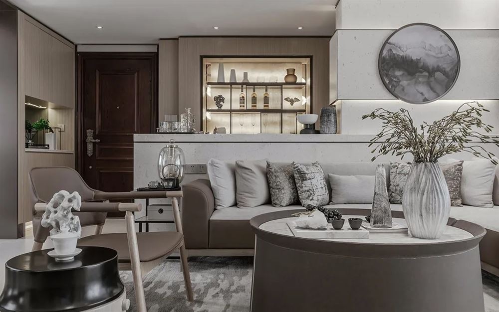 昭通市長城小區新中式風格三居室裝修案例