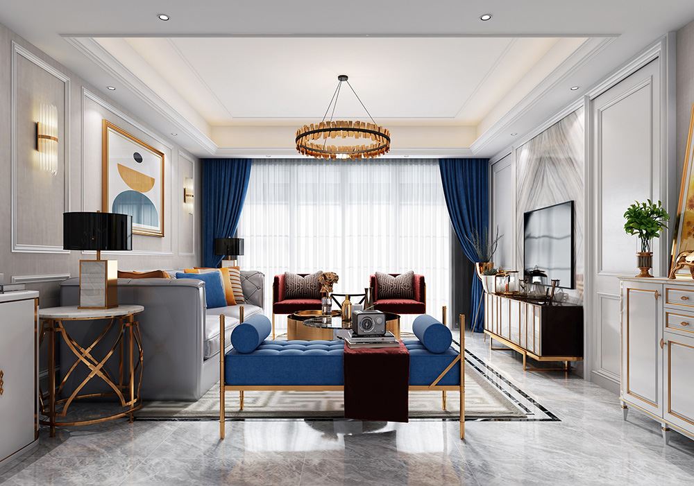 佛山市招商&middot;悅府輕奢風格三居室裝修案例