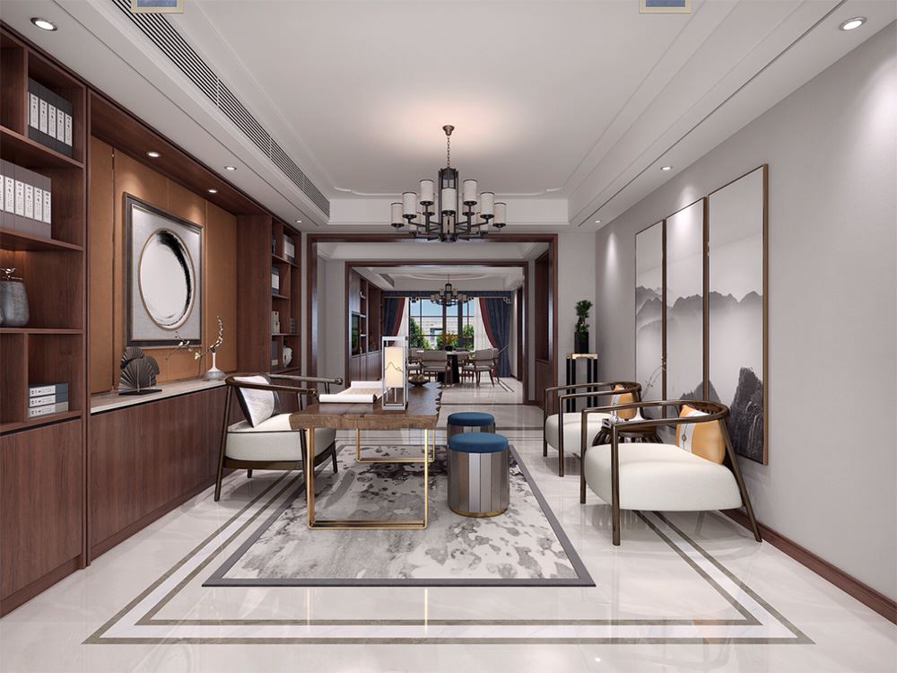 連云港市金橋家園新中式風(fēng)格別墅裝修案例