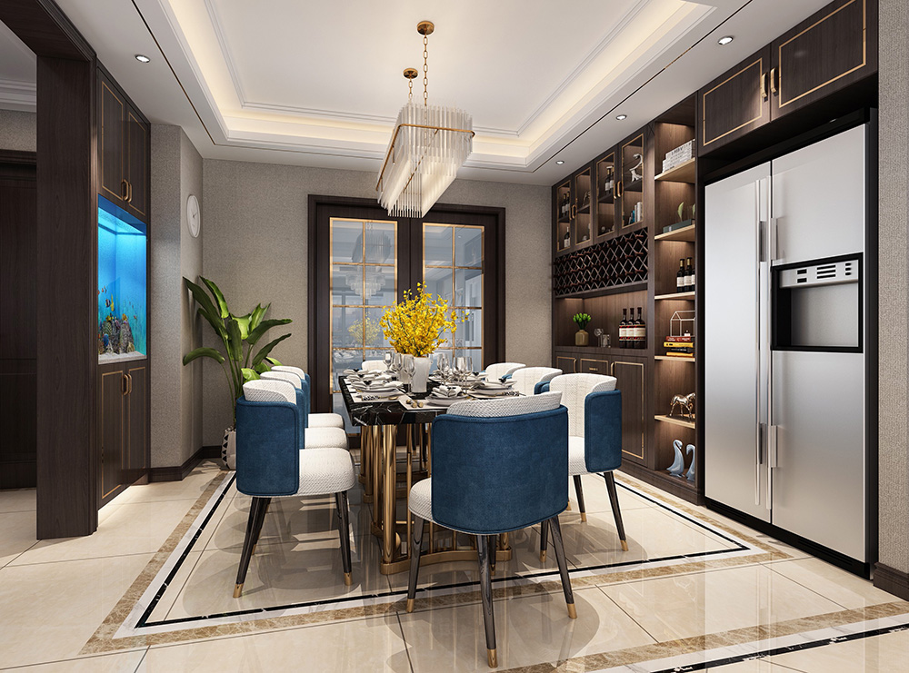 簡歐輕奢風(fēng)格別墅裝修設(shè)計效果圖-依云水岸別墅366平米-別墅裝修設(shè)計餐廳 簡歐輕奢風(fēng)格別墅裝修設(shè)計效果圖-依云水岸別墅366平米-別墅裝修設(shè)計餐廳