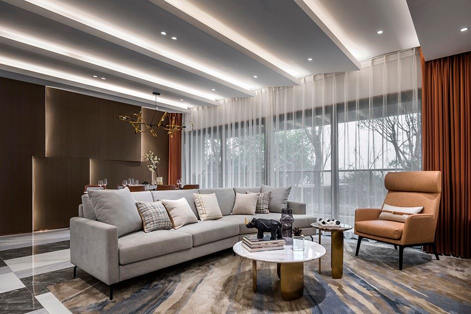 陽江市陽江奧園輕奢風格三居室裝修案例