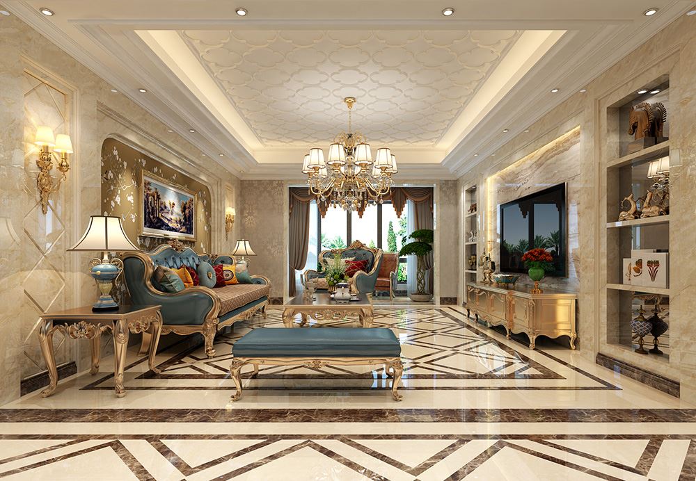 青島市金茂灣歐式風格三居室裝修案例