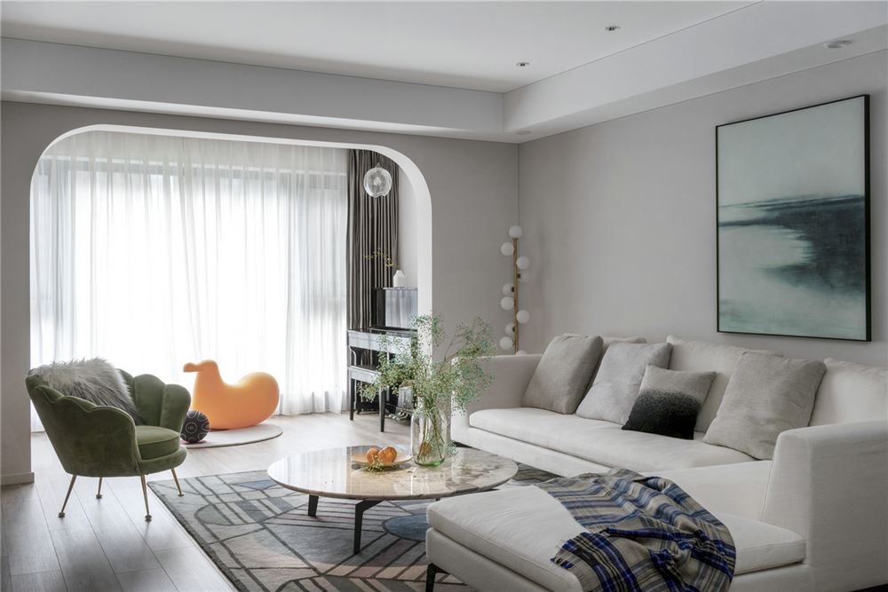 廣州市匯僑新城南區新中式風格三居室裝修案例