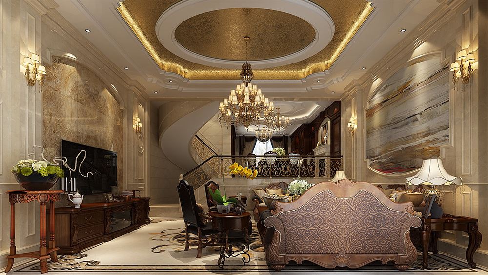 連云港市金輝優步學府美式風格別墅裝修案例