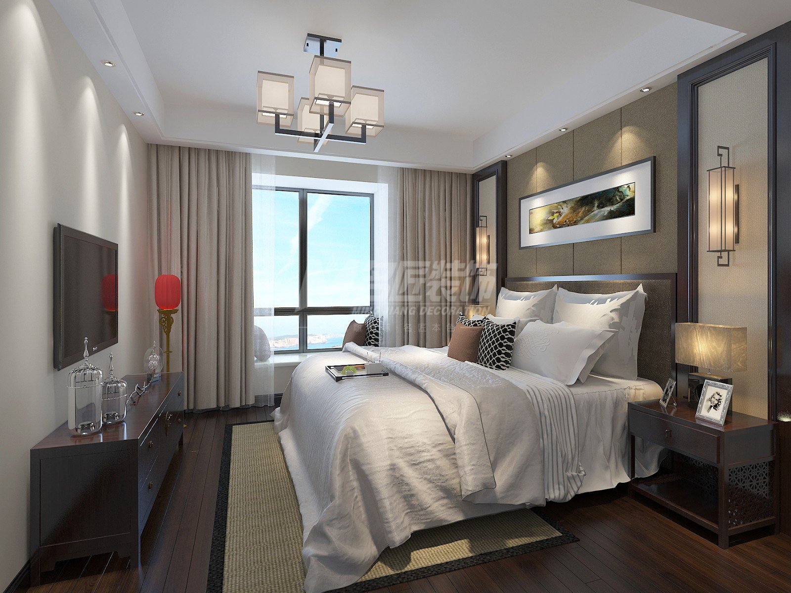 舟山市愛尚里新中式風格三居室裝修案例