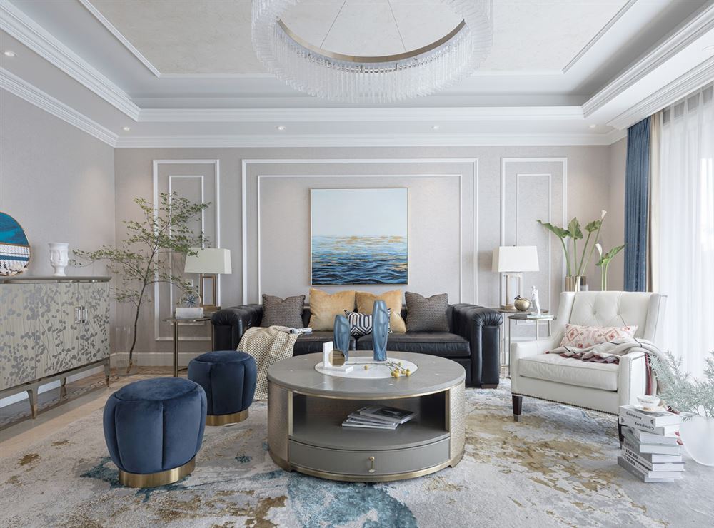 自貢市建華&middot;南湖俊景輕奢風(fēng)格四居室裝修案例