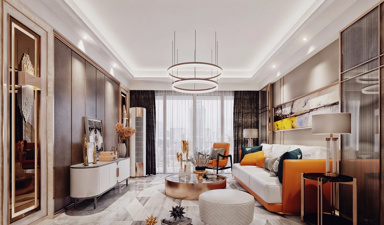 日照市荷塘月色現代風格三居室裝修案例