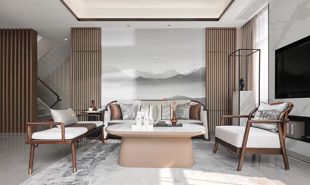 深圳市中信城開&middot;紅樹灣新中式風格三居室裝修案例