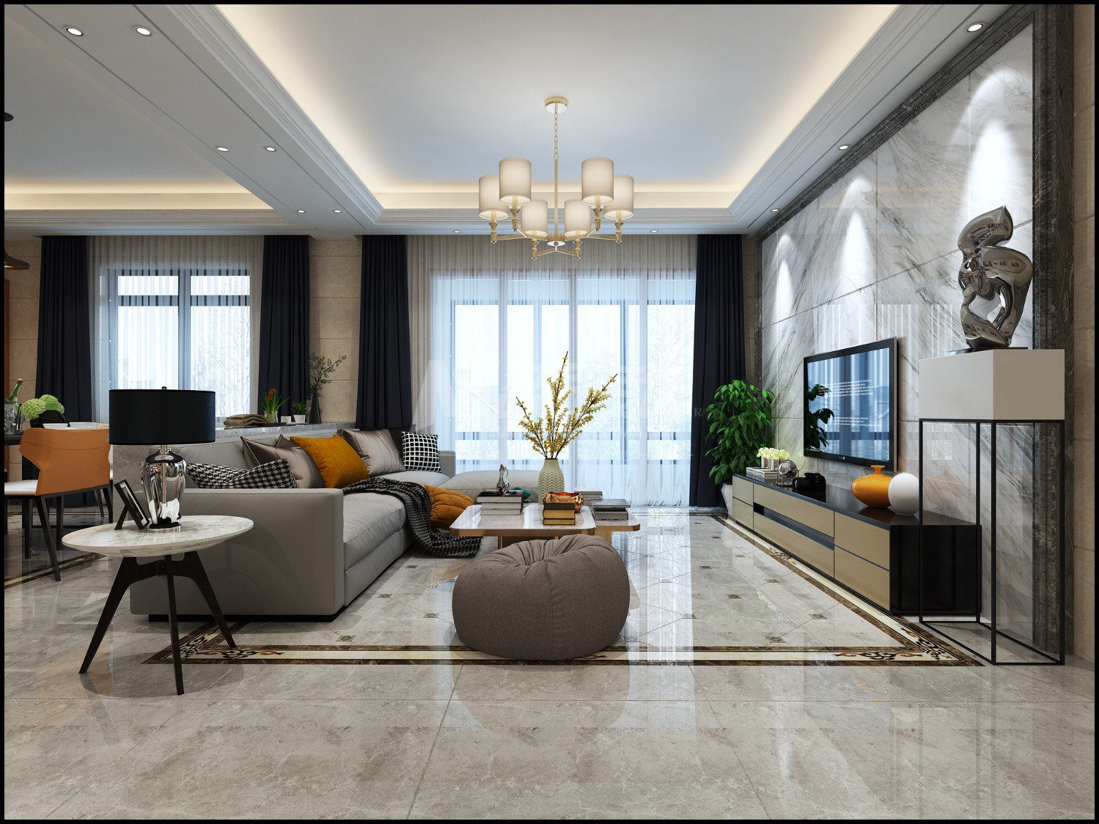 淮安市富源小區現代簡約風格三居室裝修案例