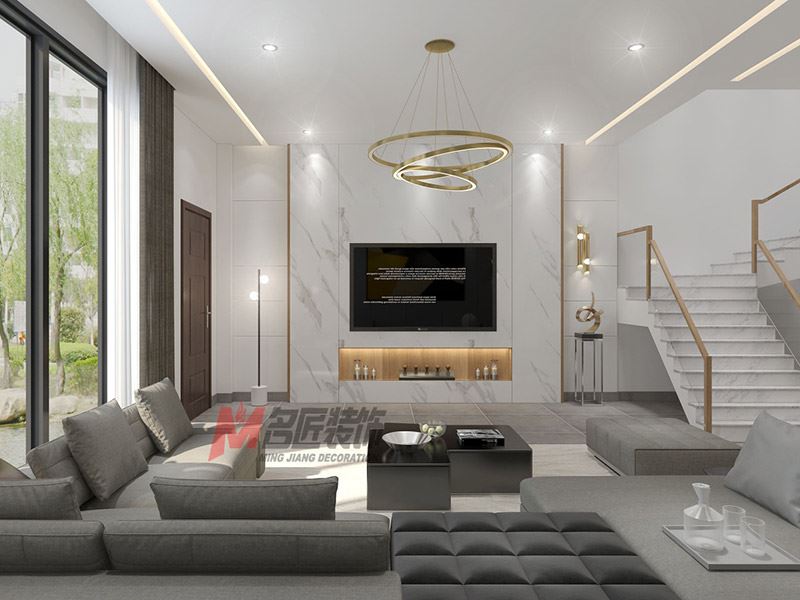 自貢市濱江小區現代簡約風格別墅裝修案例