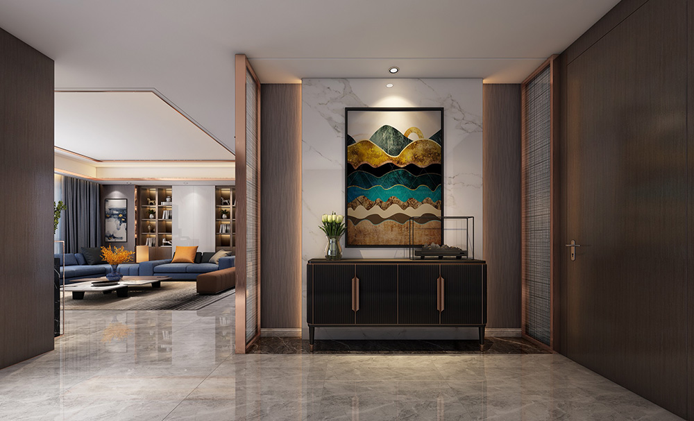 輕奢風格別墅裝修設計效果圖-東逸灣別墅348平米-別墅裝修設計玄關 輕奢風格別墅裝修設計效果圖-東逸灣別墅348平米-別墅裝修設計玄關