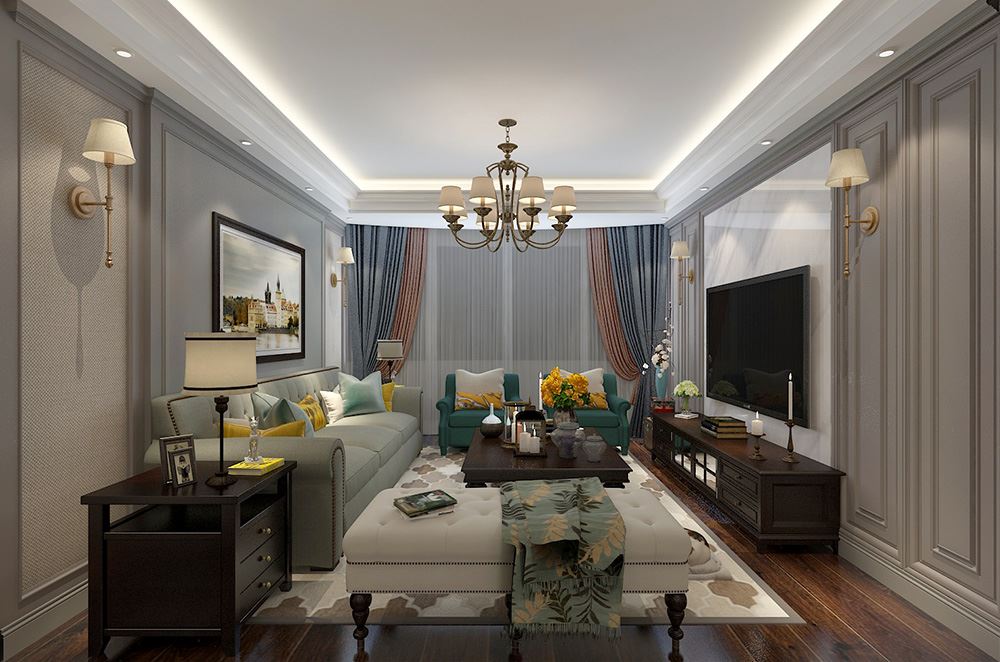 連云港市金輝優步學府美式風格三居室裝修案例