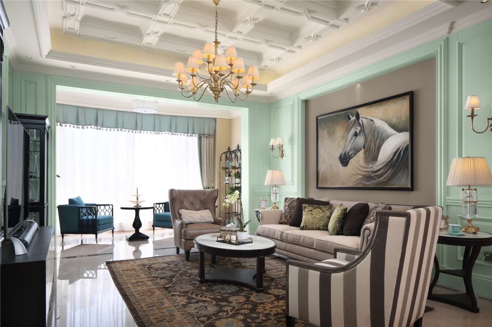 江門市寶源坊美式風格三居室裝修案例