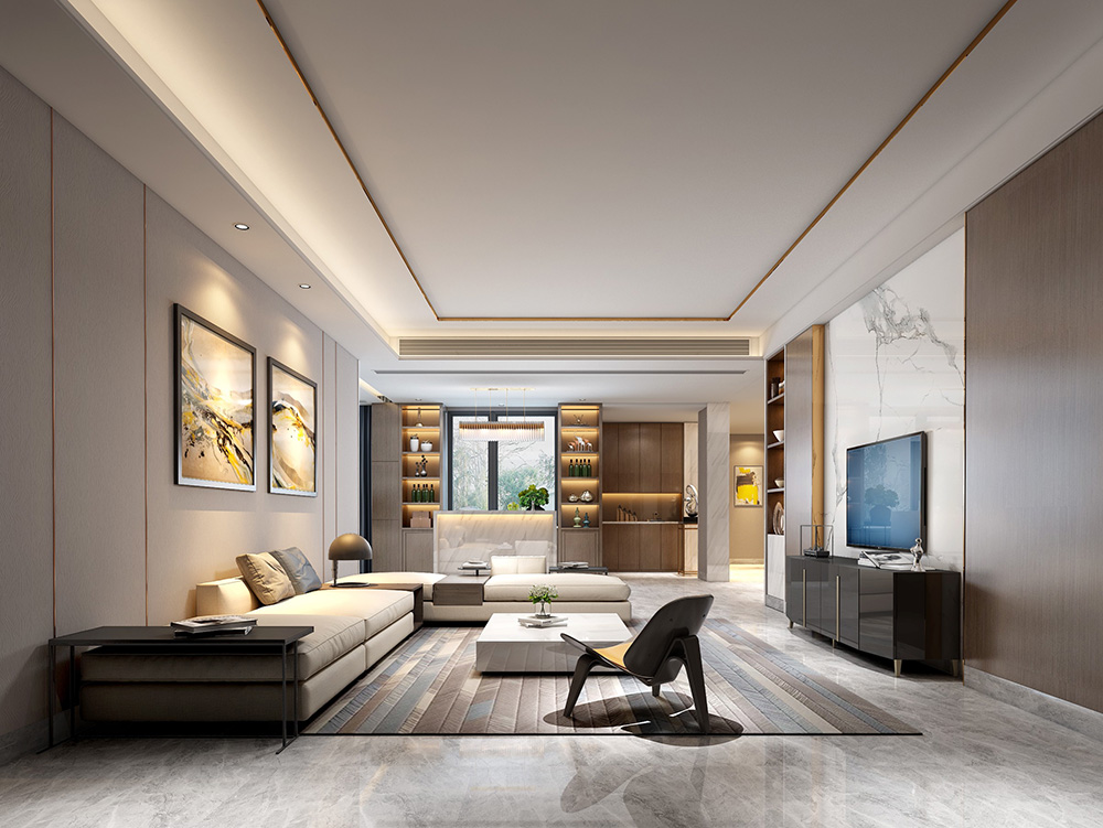 輕奢風格別墅裝修設計效果圖-東逸灣別墅348平米-別墅裝修設計客廳 輕奢風格別墅裝修設計效果圖-東逸灣別墅348平米-別墅裝修設計客廳