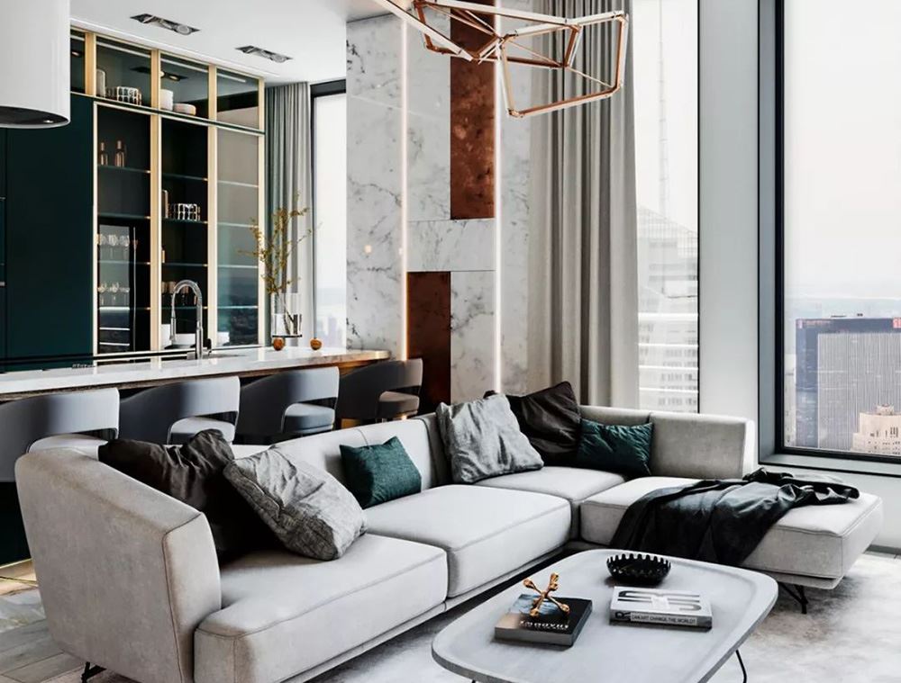 佛山市綠城桂語映月現代簡約風格二居室裝修案例