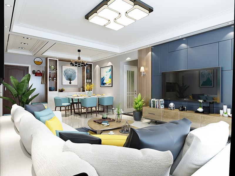 泰州市長江玫瑰園別墅小區現代簡約風格三居室裝修案例