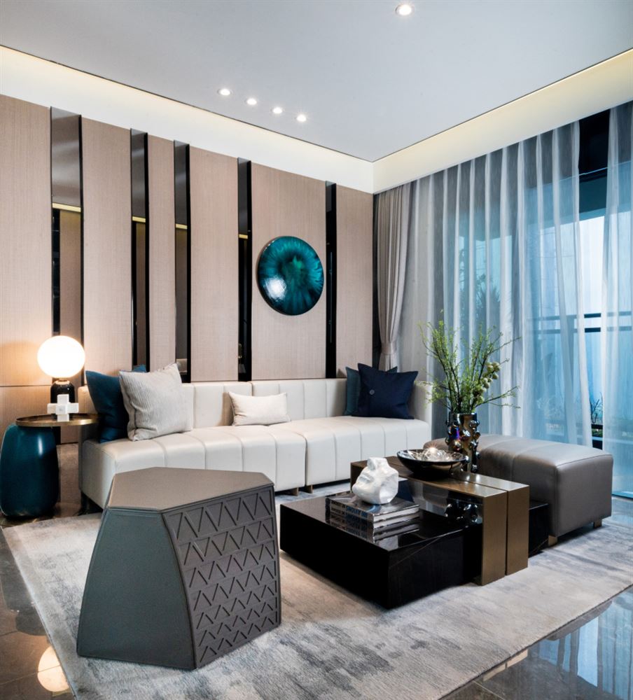 江門市開平中山城輕奢風格三居室裝修案例