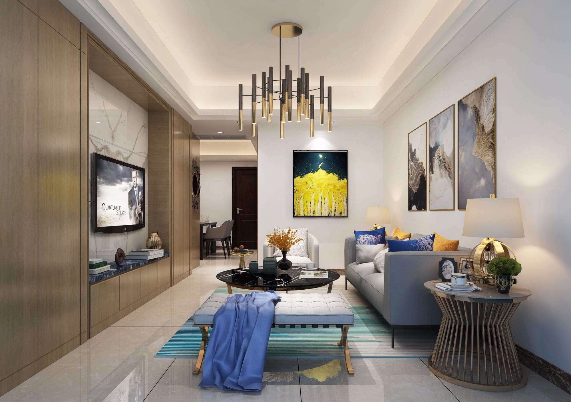 嘉興市東方甸園現代簡約風格三居室裝修案例