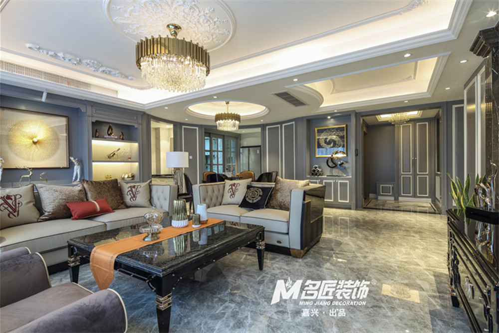 嘉興市東方綠洲輕奢風格三居室裝修案例