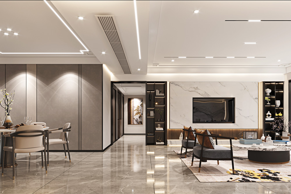 汕頭市和平金豐廣場新中式風格四居室裝修案例