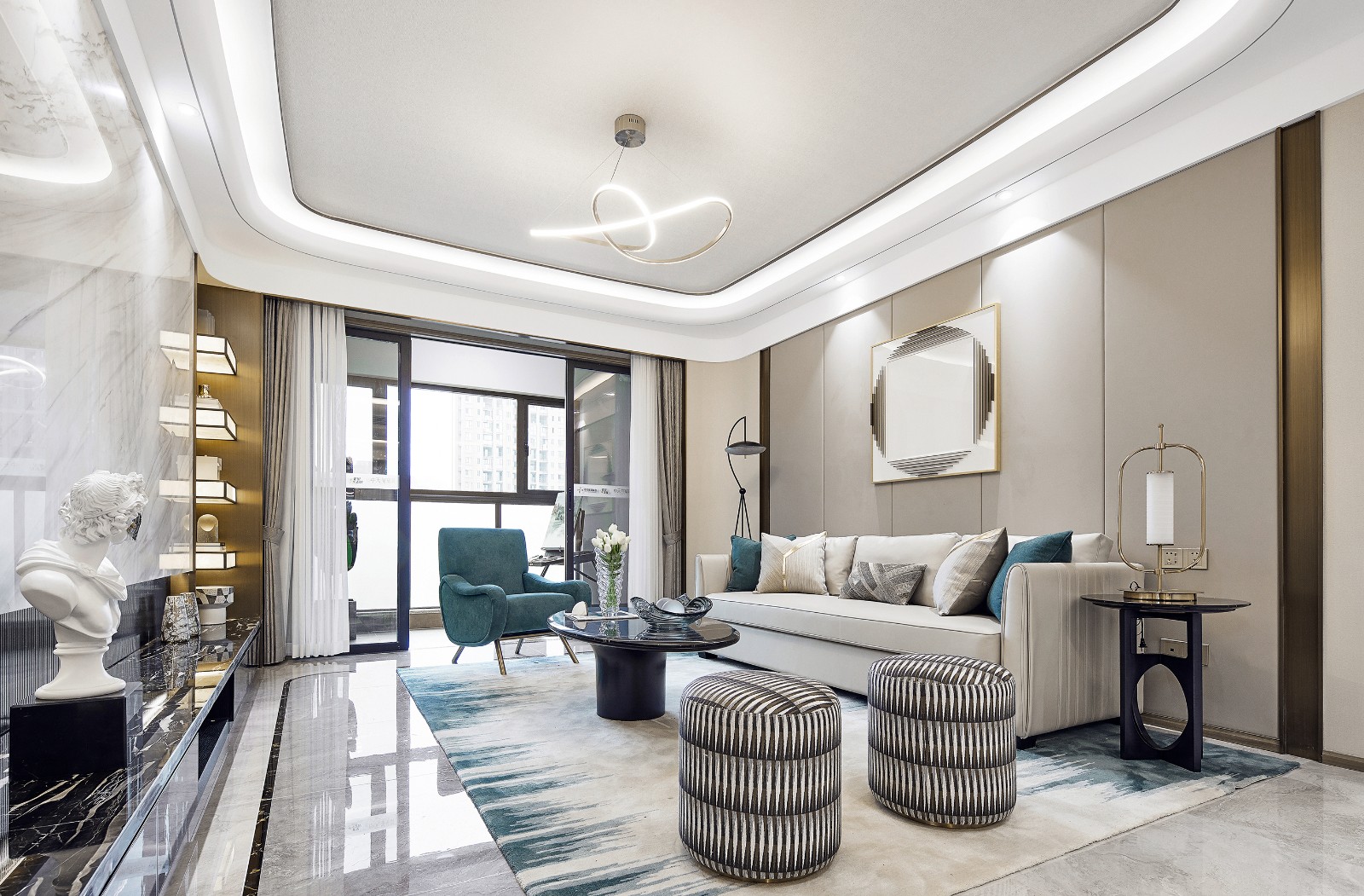 廣州市雅居樂錦城花漾集輕奢風(fēng)格三居室裝修案例