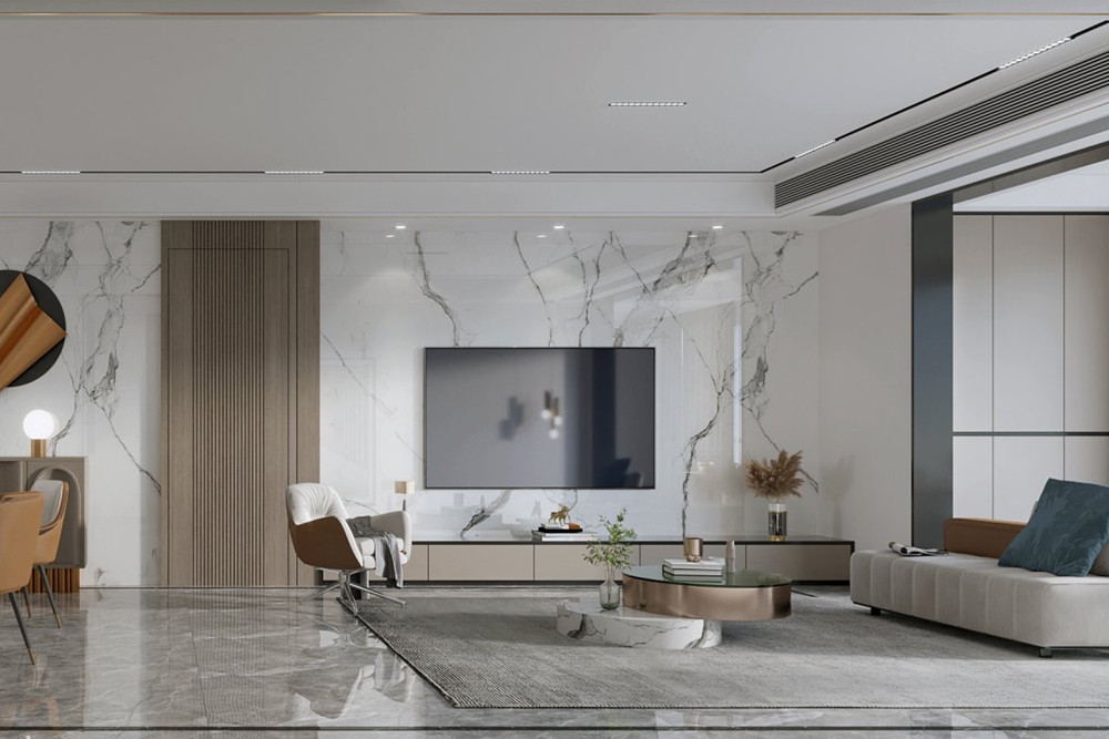 嘉興市王店吊頂城現代簡約風格三居室裝修案例