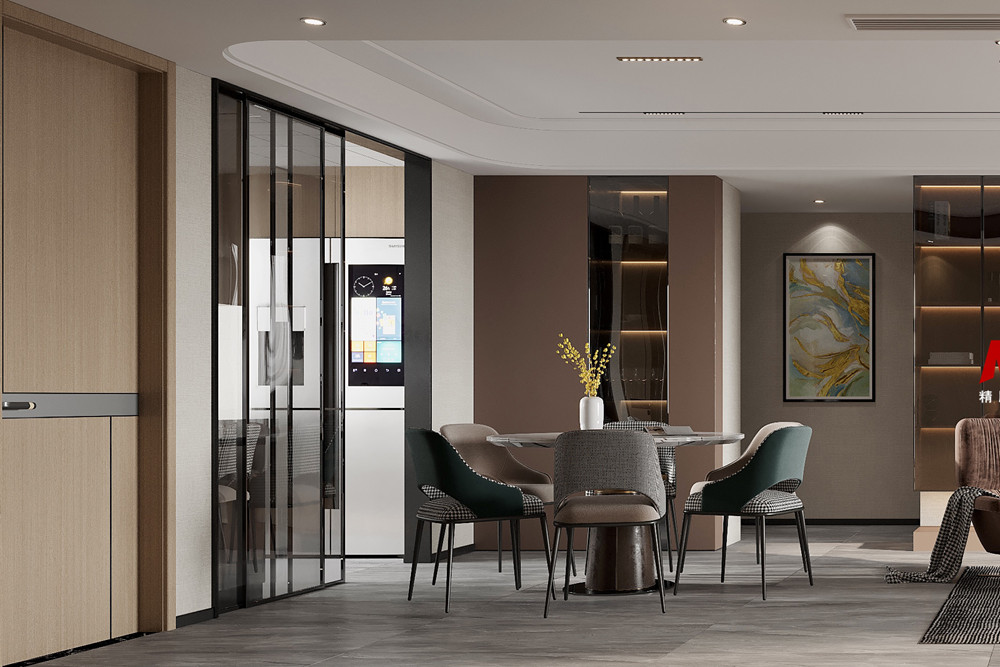 嘉興市翡翠公館輕奢風格三居室裝修案例