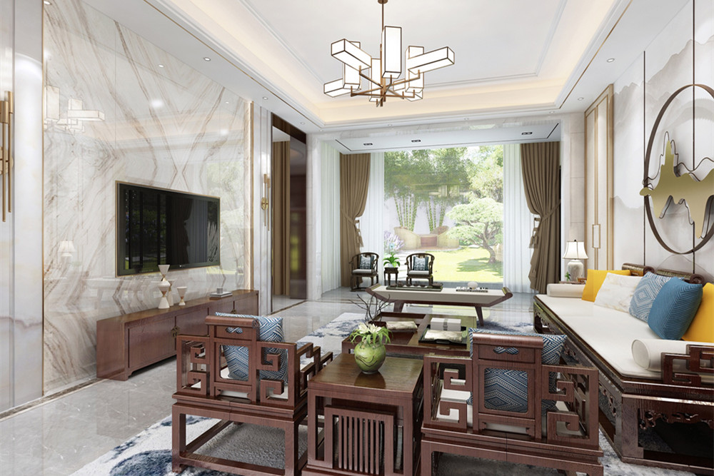中山市九洲花園新中式風格別墅裝修案例