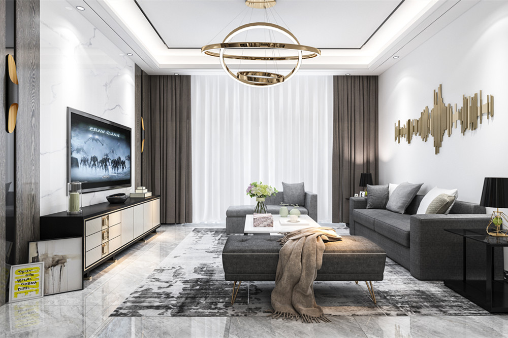 中山市麗港花園輕奢風格三居室裝修案例