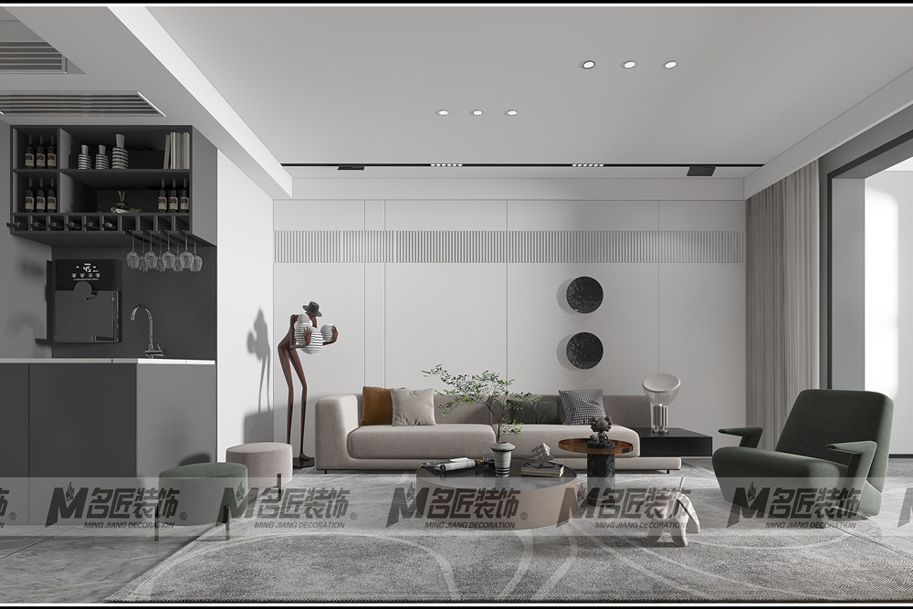 湖州市光明夢想城現代簡約風格三居室裝修案例