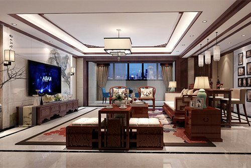 玉林市中宜尚品新中式風格四居室裝修案例