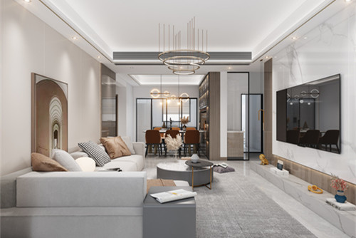 德陽市101地質隊家屬院輕奢風格三居室裝修案例