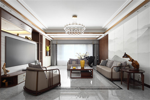 德陽市城西小區(qū)新中式風(fēng)格三居室裝修案例