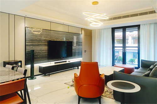 自貢市濱江小區輕奢風格三居室裝修案例