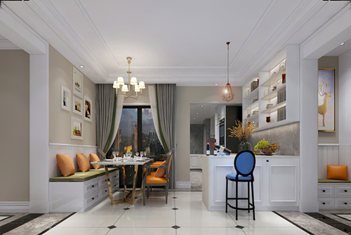 百色市百通世界新城廣場小區(qū)歐式風格三居室裝修案例