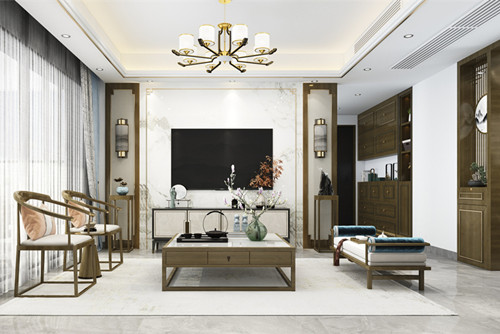 中山市陽(yáng)光美加新中式風(fēng)格三居室裝修案例