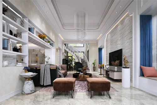 中山市朝陽花地新中式風格別墅裝修案例